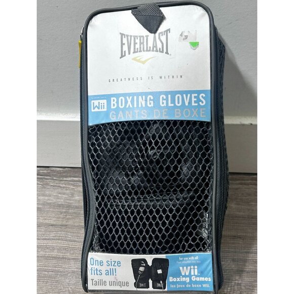 Everlast Nintendo Wii Boxing Gloves One Size Leather Black - Picture 1 of 4